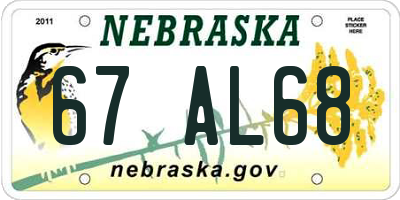 NE license plate 67AL68
