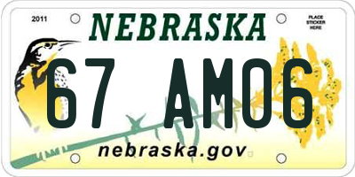 NE license plate 67AM06