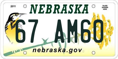 NE license plate 67AM60