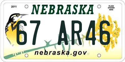 NE license plate 67AR46