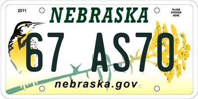 NE license plate 67AS70