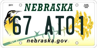 NE license plate 67AT01