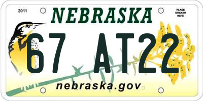 NE license plate 67AT22