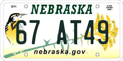 NE license plate 67AT49