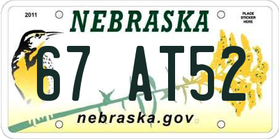 NE license plate 67AT52
