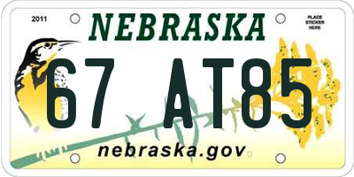NE license plate 67AT85