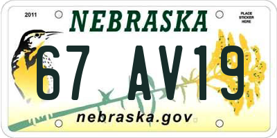NE license plate 67AV19