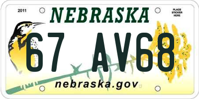 NE license plate 67AV68