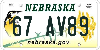 NE license plate 67AV89