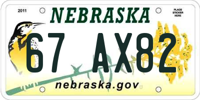 NE license plate 67AX82