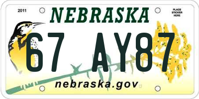 NE license plate 67AY87