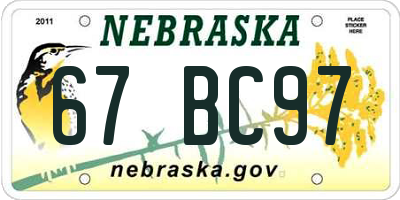 NE license plate 67BC97