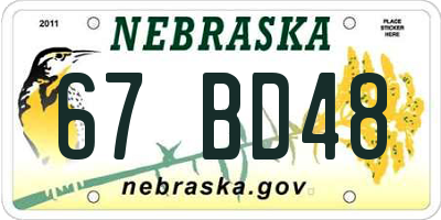 NE license plate 67BD48