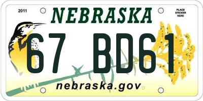 NE license plate 67BD61