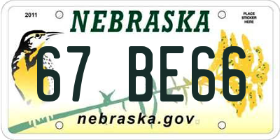 NE license plate 67BE66