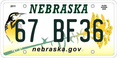 NE license plate 67BF36
