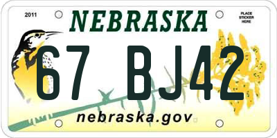 NE license plate 67BJ42