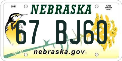 NE license plate 67BJ60