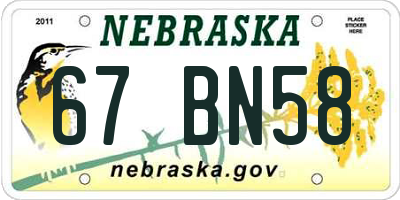 NE license plate 67BN58