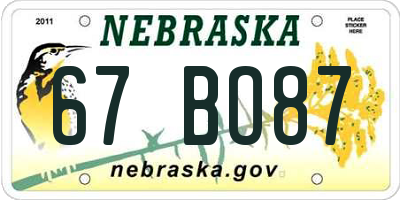 NE license plate 67BO87