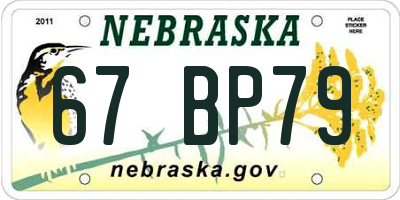 NE license plate 67BP79