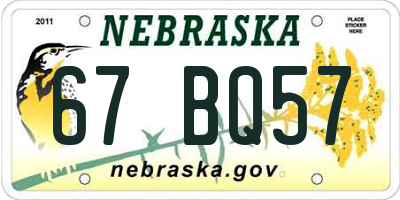 NE license plate 67BQ57