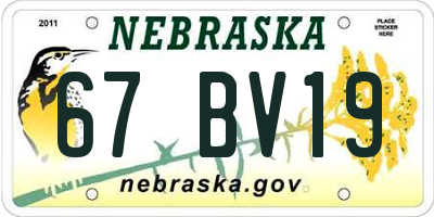 NE license plate 67BV19
