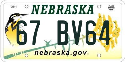 NE license plate 67BV64