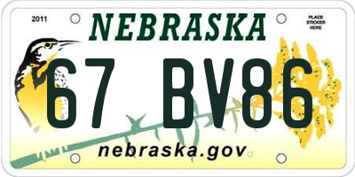 NE license plate 67BV86