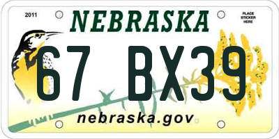 NE license plate 67BX39