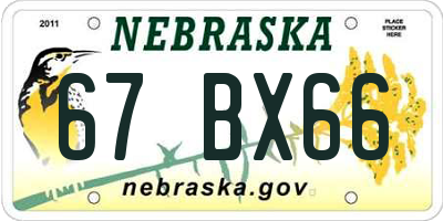 NE license plate 67BX66
