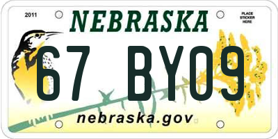 NE license plate 67BY09