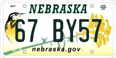 NE license plate 67BY57