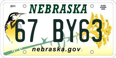 NE license plate 67BY63