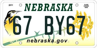 NE license plate 67BY67