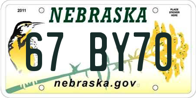 NE license plate 67BY70