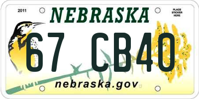 NE license plate 67CB40