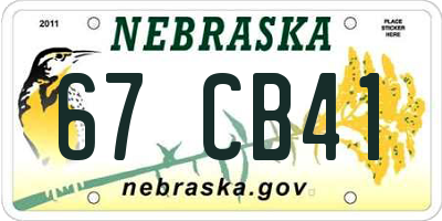 NE license plate 67CB41