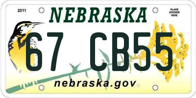 NE license plate 67CB55