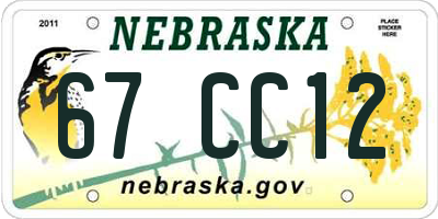 NE license plate 67CC12