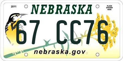 NE license plate 67CC76
