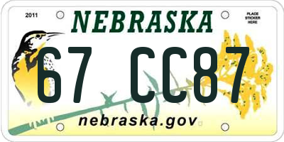 NE license plate 67CC87