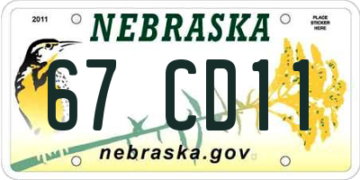 NE license plate 67CD11