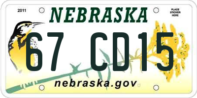 NE license plate 67CD15