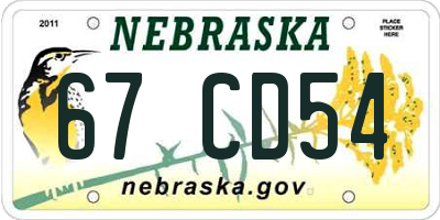 NE license plate 67CD54