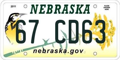NE license plate 67CD63