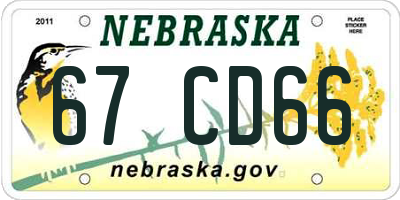 NE license plate 67CD66