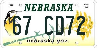 NE license plate 67CD72