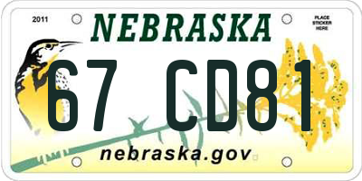 NE license plate 67CD81