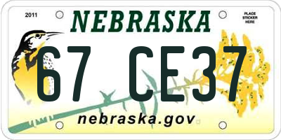 NE license plate 67CE37